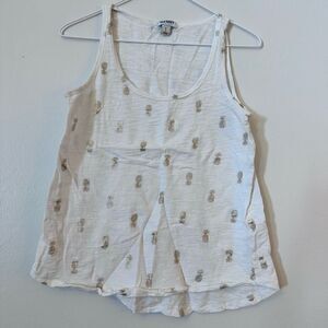 Old Navy Women's White Pineapple Pattern Tank Top Size Small